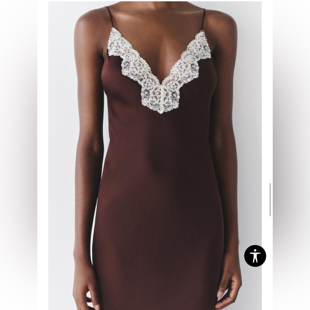 Zara LACE SLIP DRESS ZW COLLECTION $109.00 Size Medium NWT - Picture 7 of 13